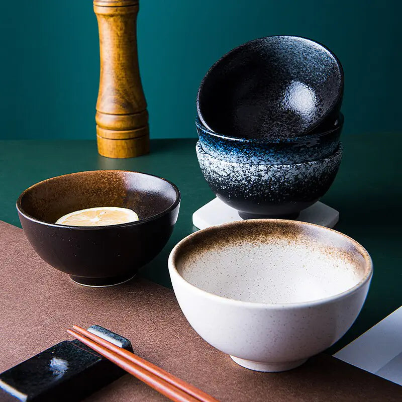 Japanese Style Ceramic Rice and Soup Bowl Set