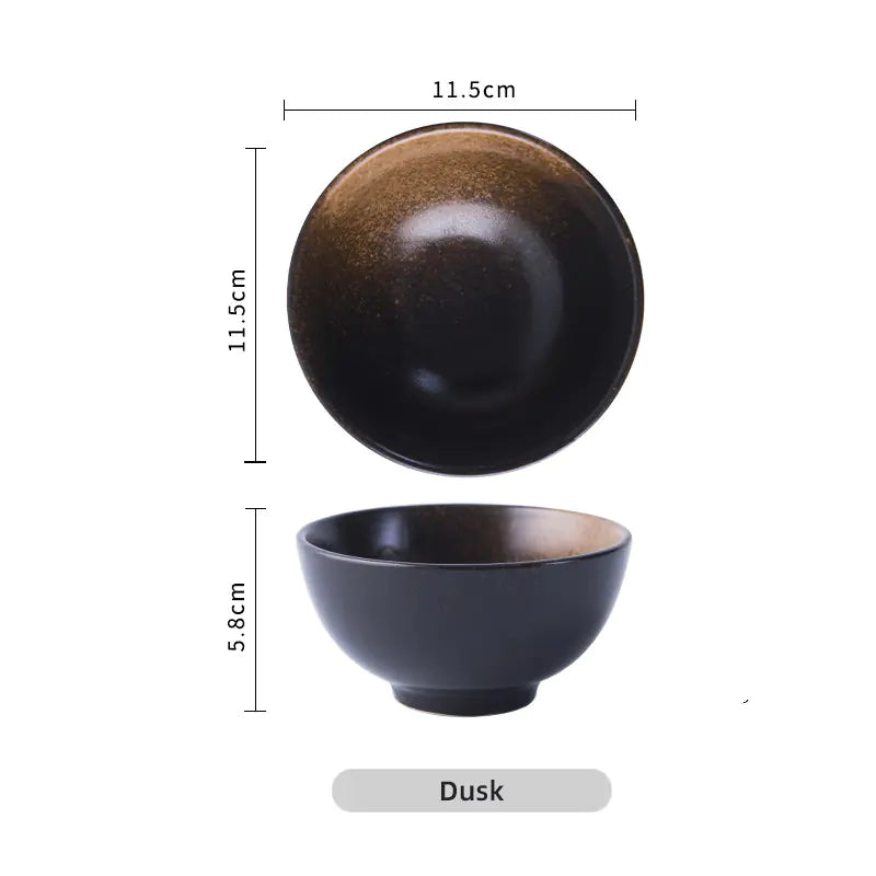 Japanese Style Ceramic Rice and Soup Bowl Set