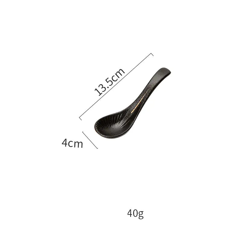 Nordic Black Tableware Set with Gold Trim (Dinner Plates)