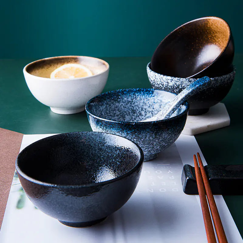Japanese Style Ceramic Rice and Soup Bowl Set